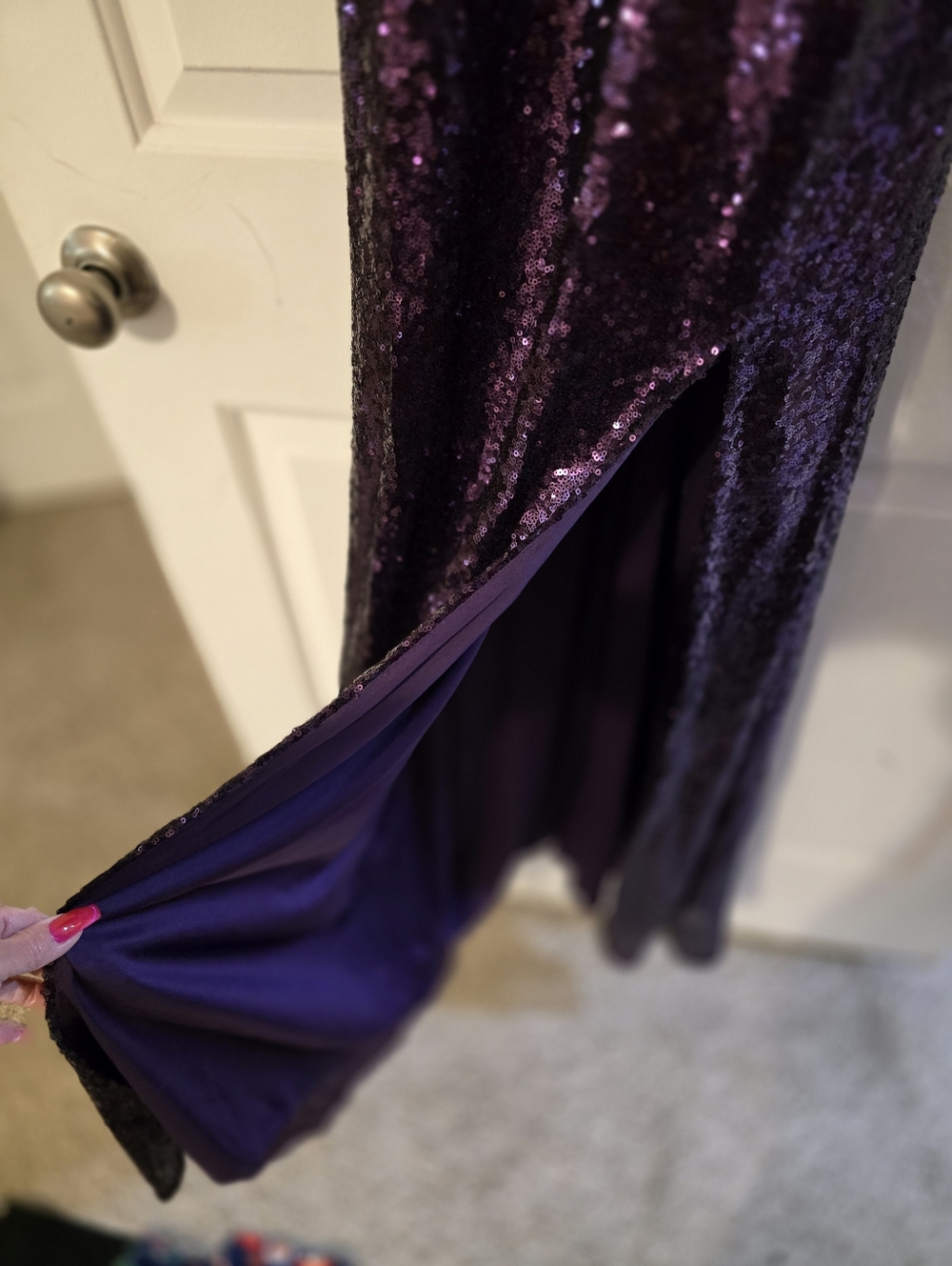 Dancing Queen Deep Purple Sequin Slip Gown - Picture 6 of 9